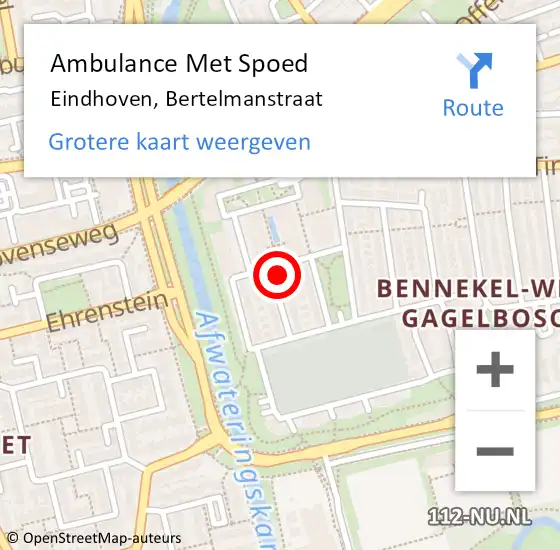 Locatie op kaart van de 112 melding: Ambulance Met Spoed Naar Eindhoven, Bertelmanstraat op 4 december 2014 23:53