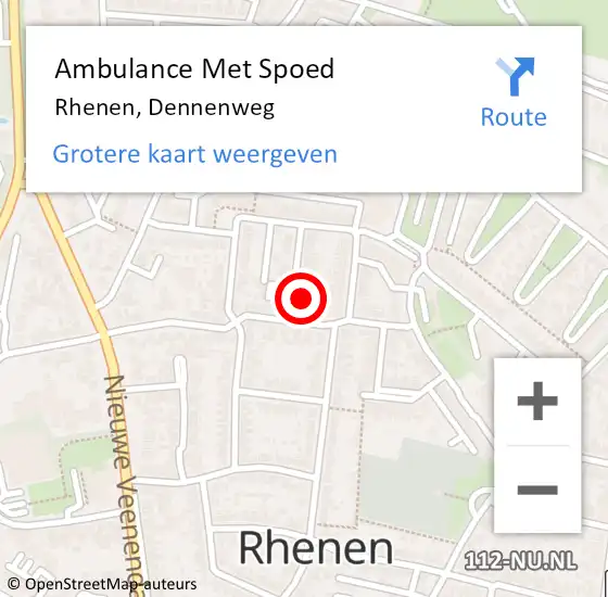 Locatie op kaart van de 112 melding: Ambulance Met Spoed Naar Rhenen, Dennenweg op 4 december 2014 23:57
