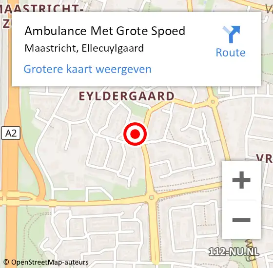 Locatie op kaart van de 112 melding: Ambulance Met Grote Spoed Naar Maastricht, Ellecuylgaard op 5 december 2014 00:30