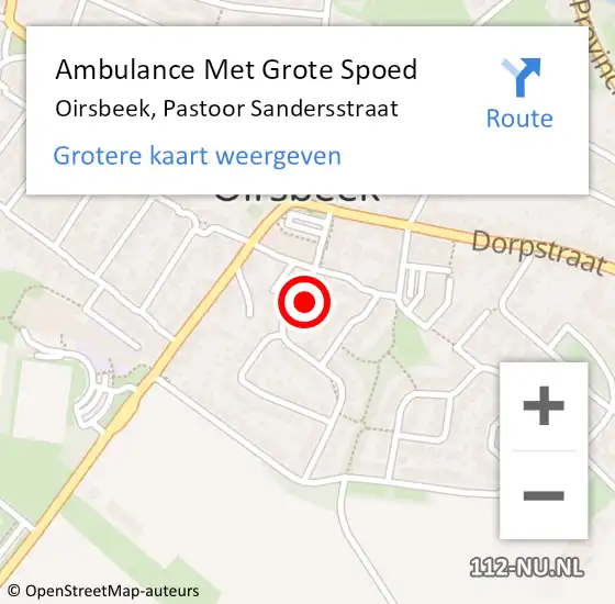 Locatie op kaart van de 112 melding: Ambulance Met Grote Spoed Naar Oirsbeek, Pastoor Sandersstraat op 5 december 2014 01:23