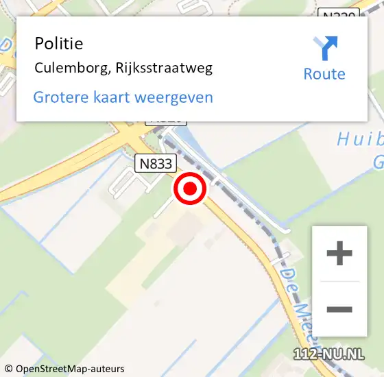 Locatie op kaart van de 112 melding: Politie Culemborg, Rijksstraatweg op 5 december 2014 02:02