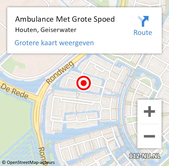 Locatie op kaart van de 112 melding: Ambulance Met Grote Spoed Naar Houten, Geiserwater op 5 december 2014 03:05