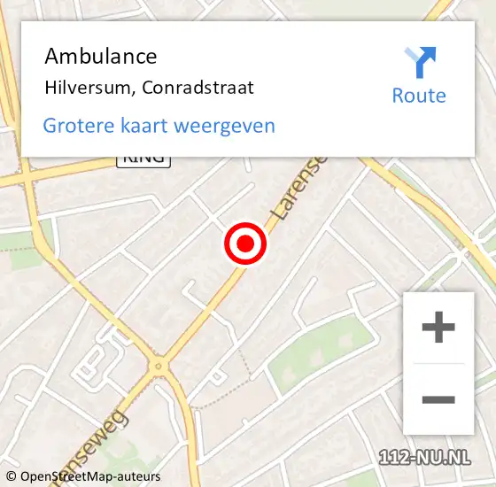 Locatie op kaart van de 112 melding: Ambulance Hilversum, Conradstraat op 5 december 2014 03:14