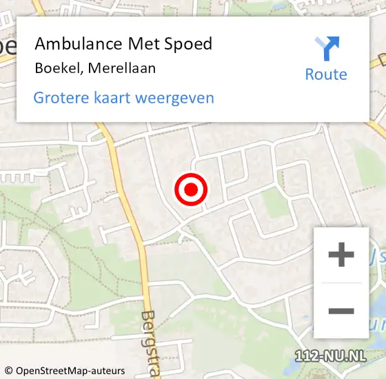 Locatie op kaart van de 112 melding: Ambulance Met Spoed Naar Boekel, Merellaan op 5 december 2014 04:15