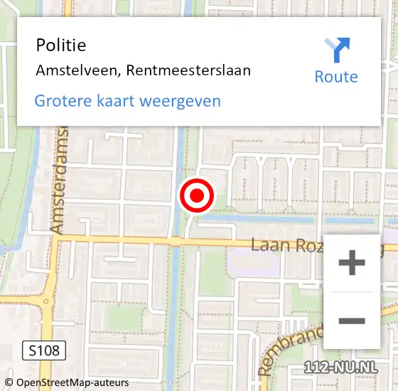 Locatie op kaart van de 112 melding: Politie Amstelveen, Rentmeesterslaan op 5 december 2014 06:18