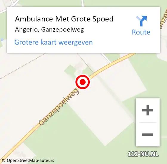 Locatie op kaart van de 112 melding: Ambulance Met Grote Spoed Naar Angerlo, Ganzepoelweg op 5 december 2014 07:18