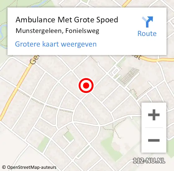 Locatie op kaart van de 112 melding: Ambulance Met Grote Spoed Naar Munstergeleen, Fonielsweg op 5 december 2014 07:24