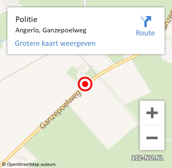 Locatie op kaart van de 112 melding: Politie Angerlo, Ganzepoelweg op 5 december 2014 07:27