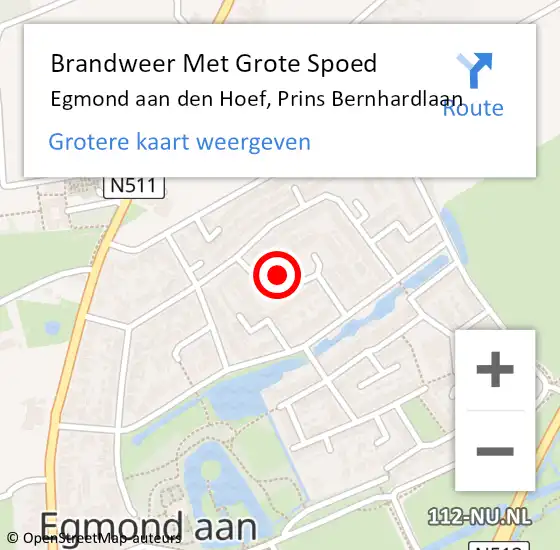 Locatie op kaart van de 112 melding: Brandweer Met Grote Spoed Naar Egmond aan den Hoef, Prins Bernhardlaan op 5 december 2014 07:37