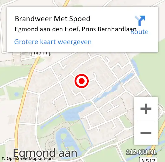 Locatie op kaart van de 112 melding: Brandweer Met Spoed Naar Egmond aan den Hoef, Prins Bernhardlaan op 5 december 2014 08:57