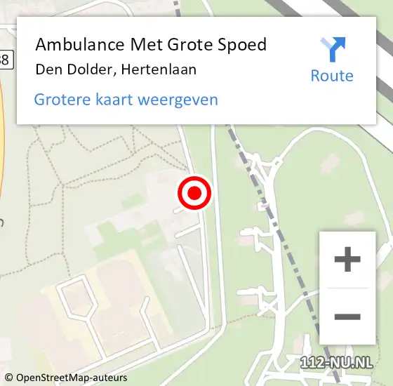 Locatie op kaart van de 112 melding: Ambulance Met Grote Spoed Naar Den Dolder, Hertenlaan op 5 december 2014 09:04