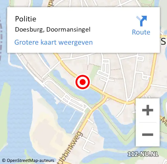 Locatie op kaart van de 112 melding: Politie Doesburg, Doormansingel op 5 december 2014 09:05