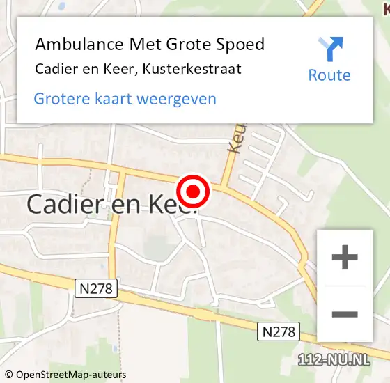 Locatie op kaart van de 112 melding: Ambulance Met Grote Spoed Naar Cadier en Keer, Kusterkestraat op 5 december 2014 09:22