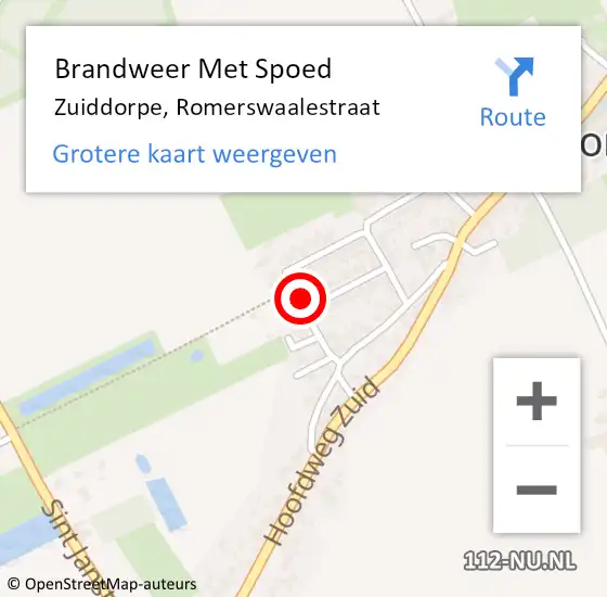 Locatie op kaart van de 112 melding: Brandweer Met Spoed Naar Zuiddorpe, Romerswaalestraat op 23 oktober 2013 09:43