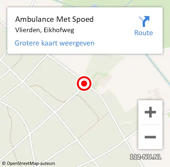 Locatie op kaart van de 112 melding: Ambulance Met Spoed Naar Vlierden, Eikhofweg op 5 december 2014 09:35