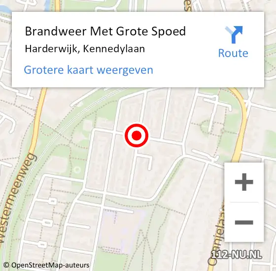 Locatie op kaart van de 112 melding: Brandweer Met Grote Spoed Naar Harderwijk, Kennedylaan op 5 december 2014 09:40