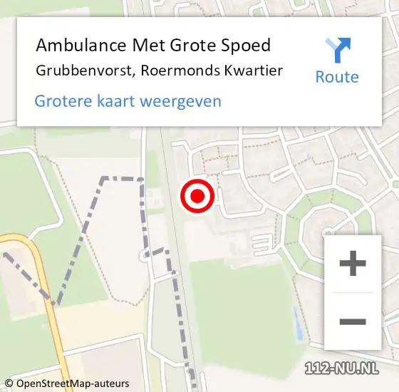 Locatie op kaart van de 112 melding: Ambulance Met Grote Spoed Naar Grubbenvorst, Roermonds Kwartier op 5 december 2014 09:49