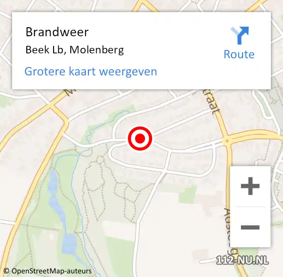 Locatie op kaart van de 112 melding: Brandweer Beek Lb, Molenberg op 23 oktober 2013 09:50