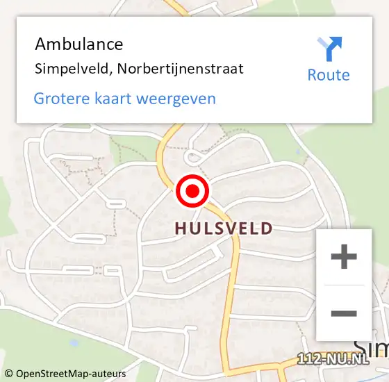 Locatie op kaart van de 112 melding: Ambulance Simpelveld, Norbertijnenstraat op 5 december 2014 10:34