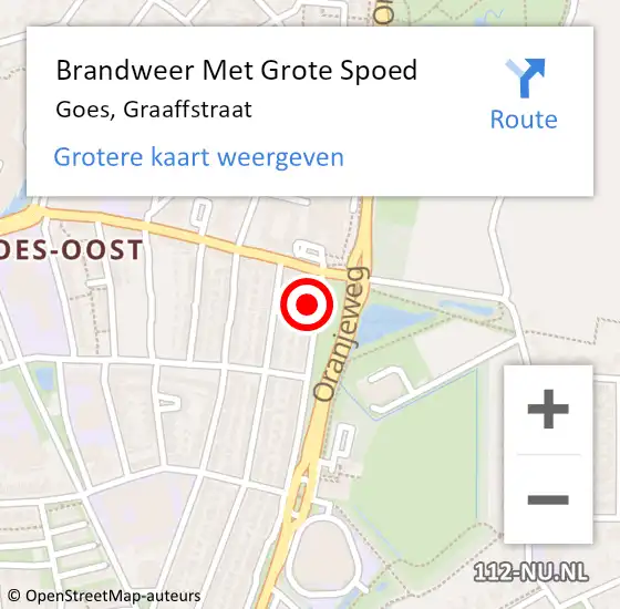 Locatie op kaart van de 112 melding: Brandweer Met Grote Spoed Naar Goes, Graaffstraat op 5 december 2014 10:41