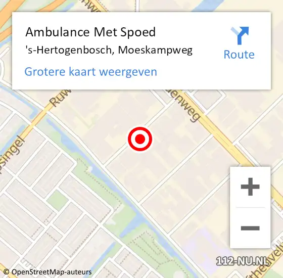 Locatie op kaart van de 112 melding: Ambulance Met Spoed Naar 's-Hertogenbosch, Moeskampweg op 5 december 2014 10:41