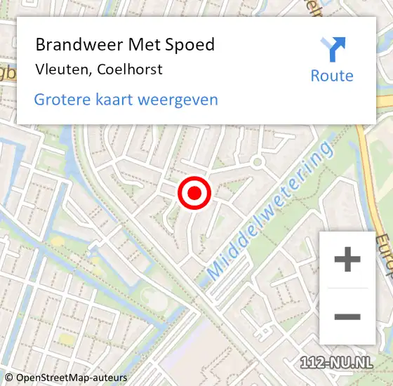 Locatie op kaart van de 112 melding: Brandweer Met Spoed Naar Vleuten, Coelhorst op 5 december 2014 11:55