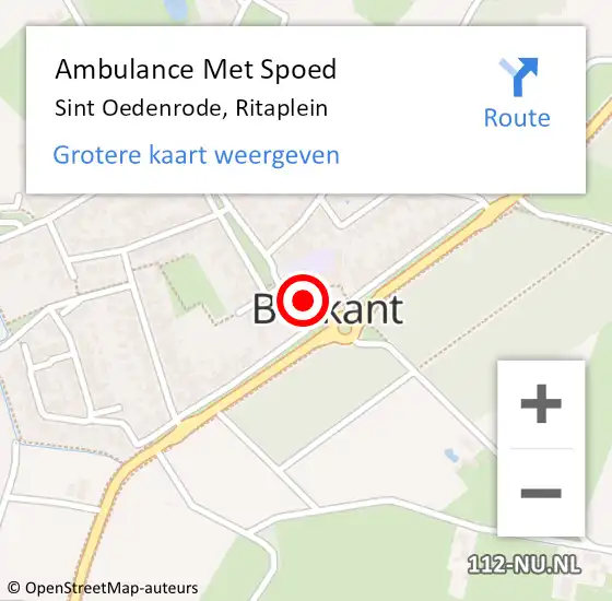 Locatie op kaart van de 112 melding: Ambulance Met Spoed Naar Sint Oedenrode, Ritaplein op 5 december 2014 12:01