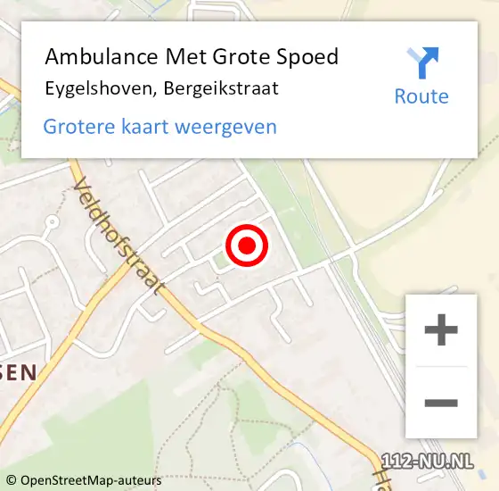 Locatie op kaart van de 112 melding: Ambulance Met Grote Spoed Naar Eygelshoven, Bergeikstraat op 5 december 2014 12:07