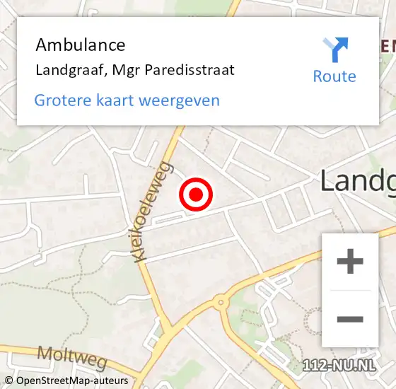 Locatie op kaart van de 112 melding: Ambulance Landgraaf, Mgr Paredisstraat op 5 december 2014 12:10