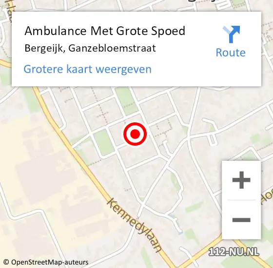 Locatie op kaart van de 112 melding: Ambulance Met Grote Spoed Naar Bergeijk, Ganzebloemstraat op 5 december 2014 12:15