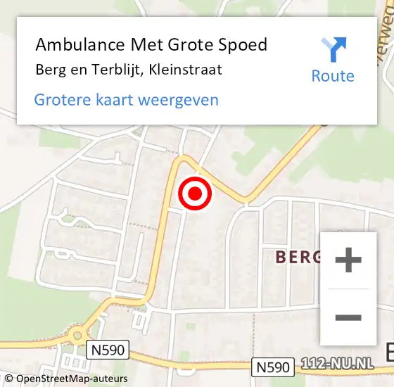 Locatie op kaart van de 112 melding: Ambulance Met Grote Spoed Naar Berg en Terblijt, Kleinstraat op 5 december 2014 12:41