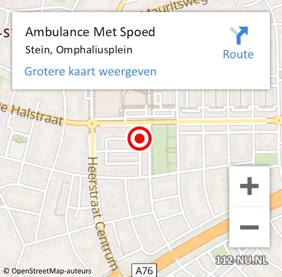 Locatie op kaart van de 112 melding: Ambulance Met Spoed Naar Stein, Omphaliusplein op 5 december 2014 12:55