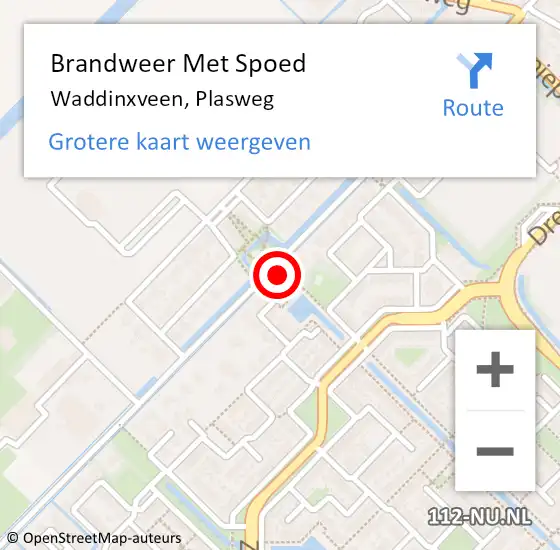 Locatie op kaart van de 112 melding: Brandweer Met Spoed Naar Waddinxveen, Plasweg op 5 december 2014 13:03