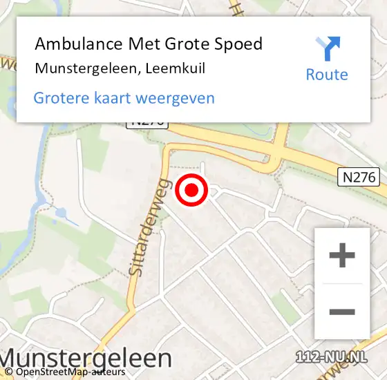 Locatie op kaart van de 112 melding: Ambulance Met Grote Spoed Naar Munstergeleen, Leemkuil op 5 december 2014 13:21