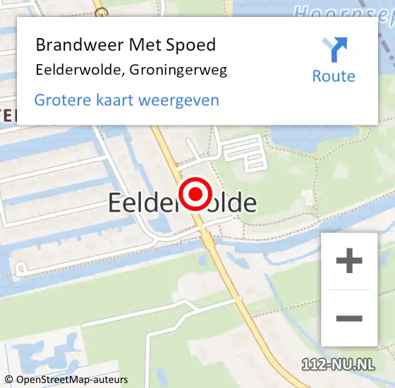 Locatie op kaart van de 112 melding: Brandweer Met Spoed Naar Eelderwolde, Groningerweg op 5 december 2014 13:47