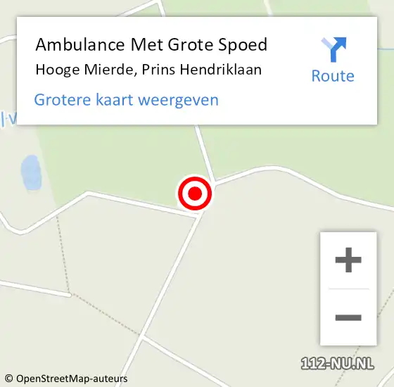 Locatie op kaart van de 112 melding: Ambulance Met Grote Spoed Naar Hooge Mierde, Prins Hendriklaan op 5 december 2014 13:57