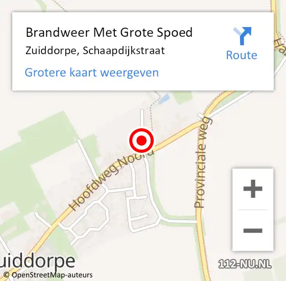 Locatie op kaart van de 112 melding: Brandweer Met Grote Spoed Naar Zuiddorpe, Schaapdijkstraat op 5 december 2014 14:06