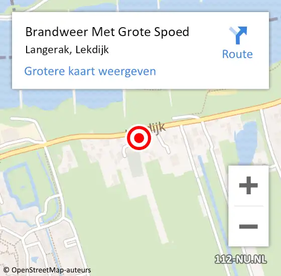 Locatie op kaart van de 112 melding: Brandweer Met Grote Spoed Naar Langerak, Lekdijk op 5 december 2014 14:26