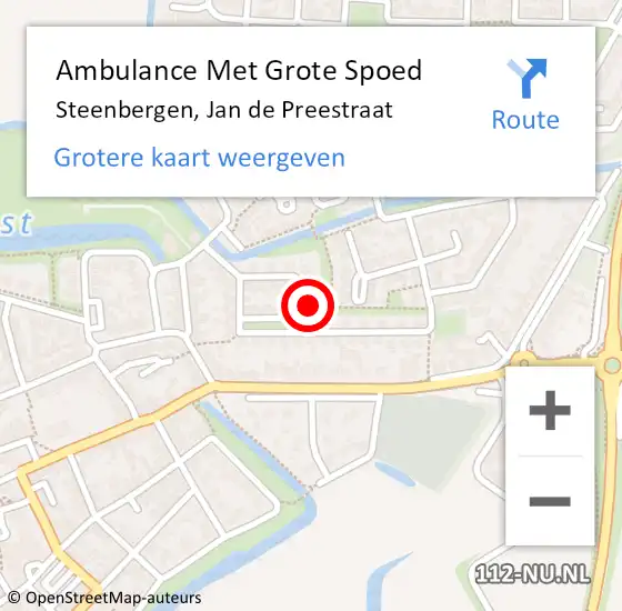 Locatie op kaart van de 112 melding: Ambulance Met Grote Spoed Naar Steenbergen, Jan de Preestraat op 5 december 2014 14:54