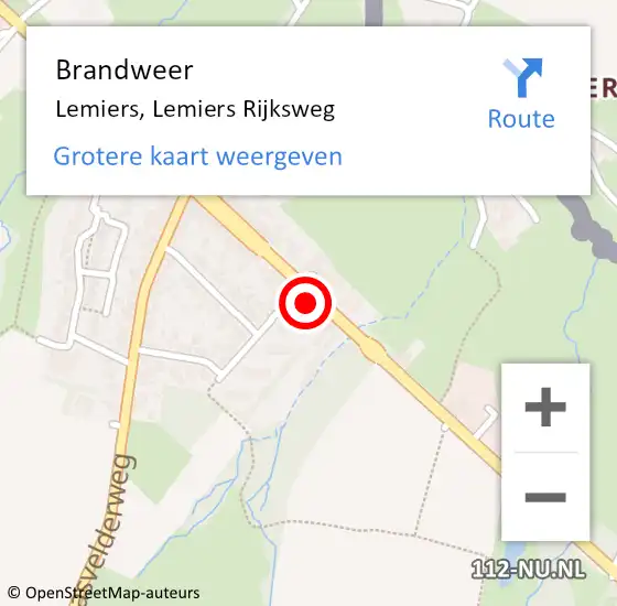 Locatie op kaart van de 112 melding: Brandweer Lemiers, Lemiers Rijksweg op 5 december 2014 15:11