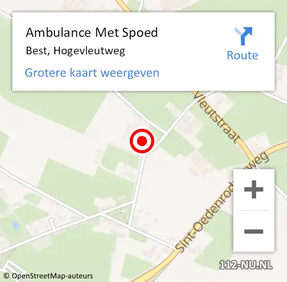 Locatie op kaart van de 112 melding: Ambulance Met Spoed Naar Best, Hogevleutweg op 5 december 2014 15:24