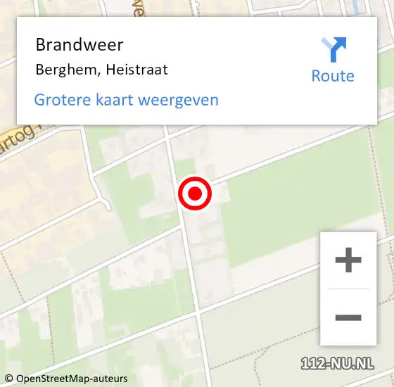 Locatie op kaart van de 112 melding: Brandweer Berghem, Heistraat op 5 december 2014 15:46