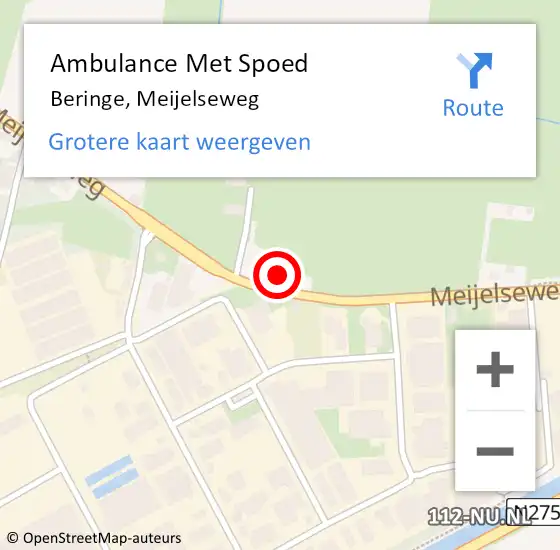 Locatie op kaart van de 112 melding: Ambulance Met Spoed Naar Beringe, Meijelseweg op 5 december 2014 16:06