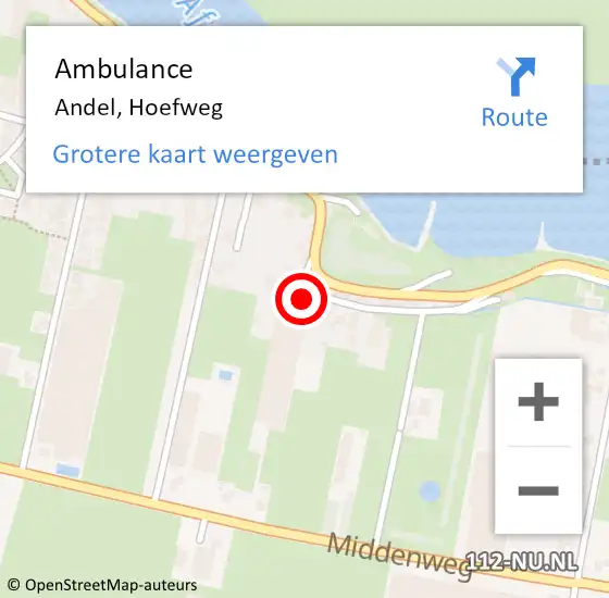 Locatie op kaart van de 112 melding: Ambulance Andel, Hoefweg op 5 december 2014 16:09