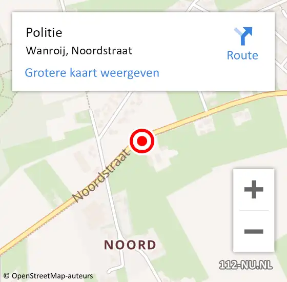 Locatie op kaart van de 112 melding: Politie Wanroij, Noordstraat op 5 december 2014 16:17