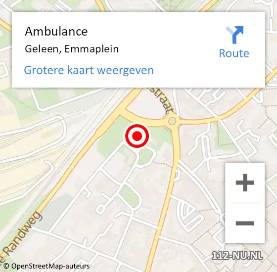 Locatie op kaart van de 112 melding: Ambulance Geleen, Emmaplein op 5 december 2014 16:27