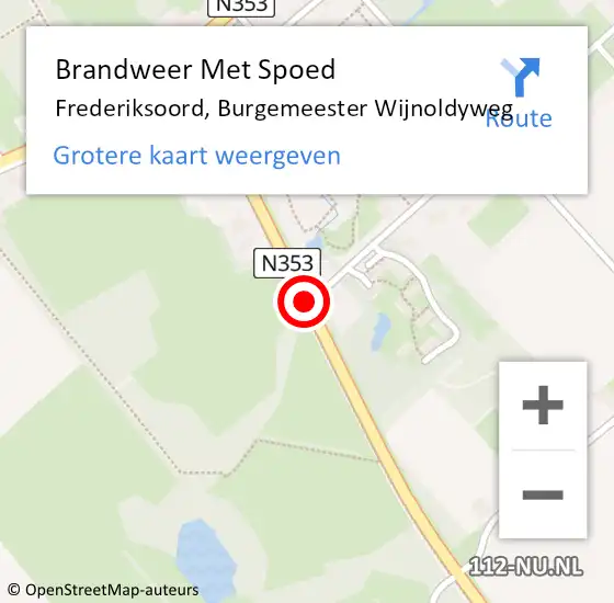Locatie op kaart van de 112 melding: Brandweer Met Spoed Naar Frederiksoord, Burgemeester Wijnoldyweg op 5 december 2014 16:33