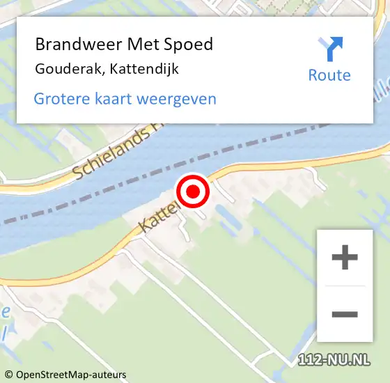 Locatie op kaart van de 112 melding: Brandweer Met Spoed Naar Gouderak, Kattendijk op 5 december 2014 16:33