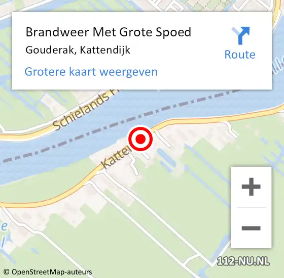 Locatie op kaart van de 112 melding: Brandweer Met Grote Spoed Naar Gouderak, Kattendijk op 5 december 2014 16:37