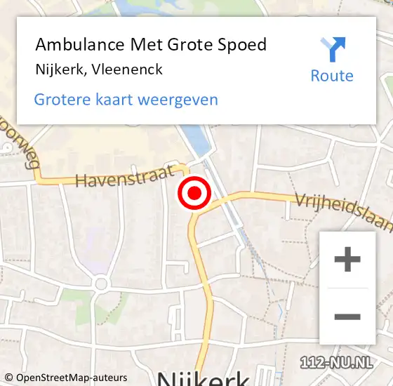 Locatie op kaart van de 112 melding: Ambulance Met Grote Spoed Naar Nijkerk, Vleenenck op 5 december 2014 16:46